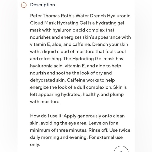 Peter Thomas Roth 5.1-fl oz Water Drench Hyaluronic Cloud Mask Hydrating Gel NEW - Picture 14 of 16